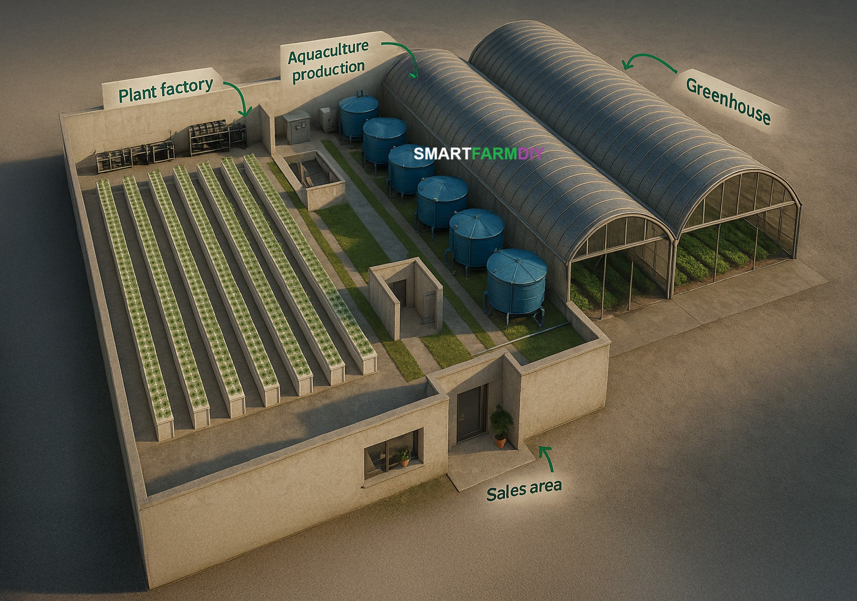 รับออกแบบผังฟาร์มโรงเรือนปลูกพืช แบบ aquaponics Farm+ Urban /Production Farm/ Modern Farm