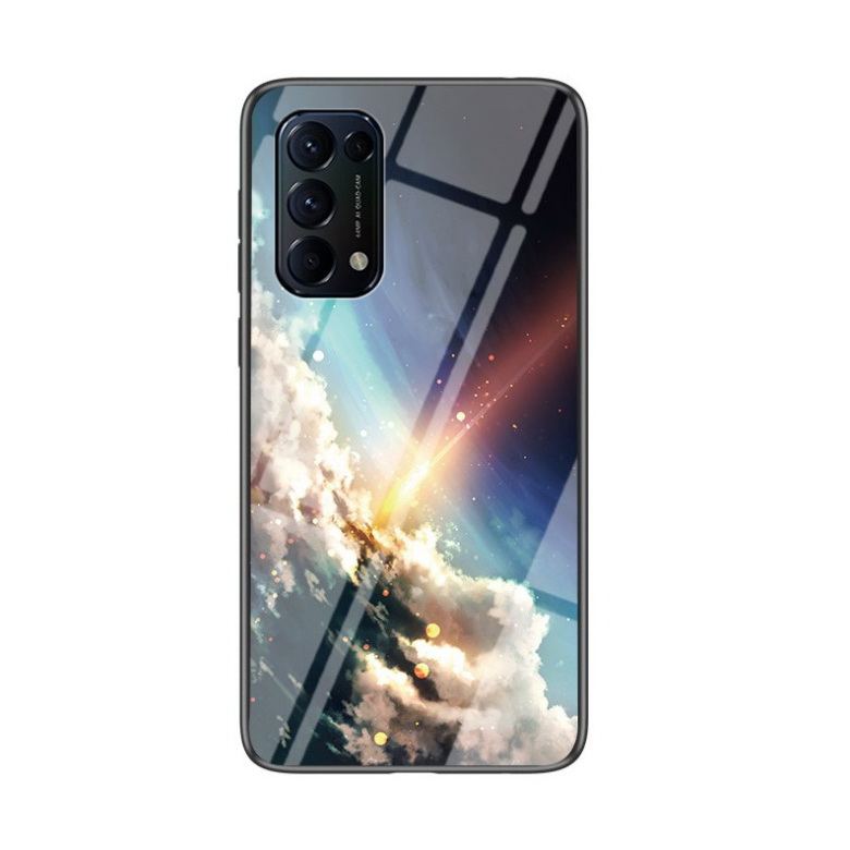 เคส OPPO Reno 5 Pro 5G #เคสฝาหลัง Gradient Color Glass + PC + TPU Hybrid Case
