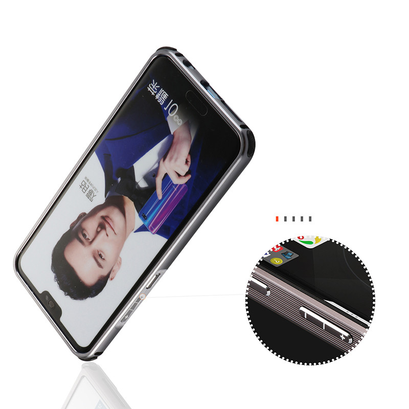Case Honor 10 #เคสฝาหลังกรอบโลหะกันกระแทกฝาหลังพลาสติกเลื่อนสไลด์ Slide-on Drop-proof Brushed PC Plate + Metal Bumper