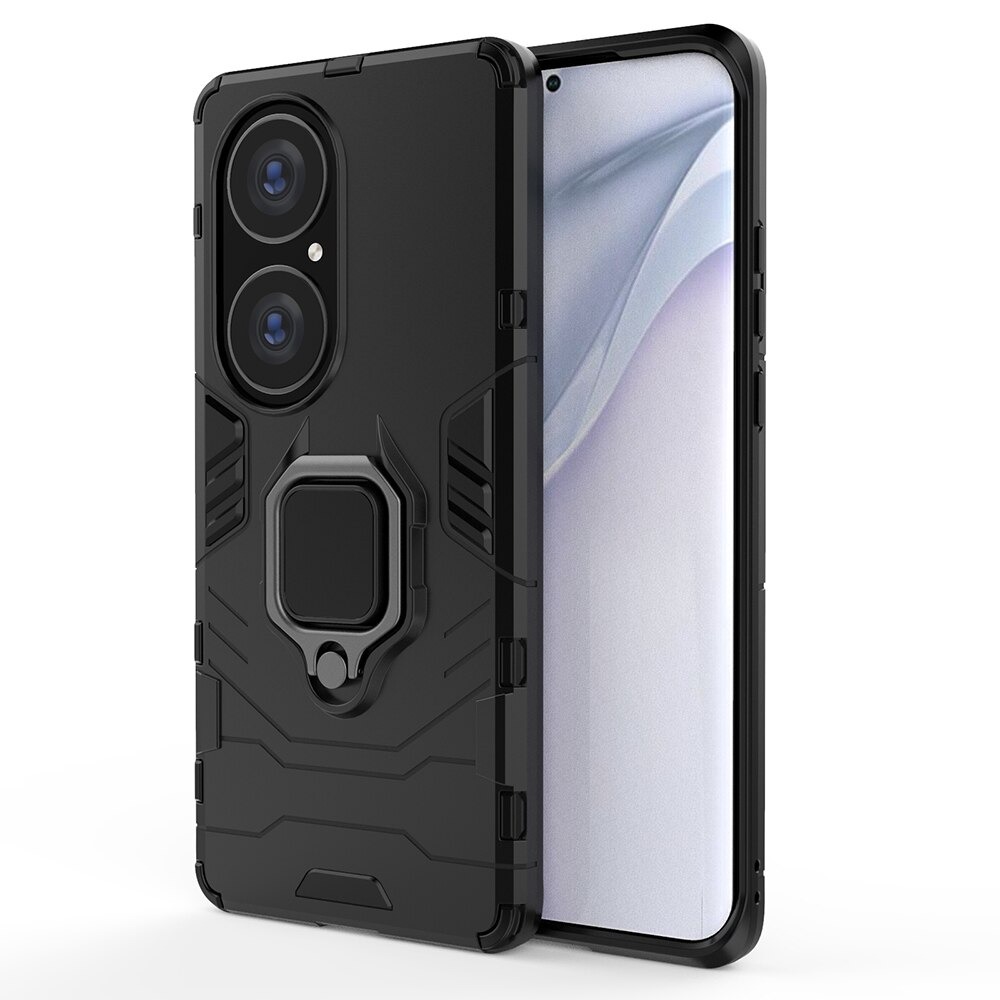 Case Huawei P50 Pro #เคสฝาหลังพลาสติกแข็ง +TPU Hybrid Case มีแหวนสวมนิ้วโลหะ
