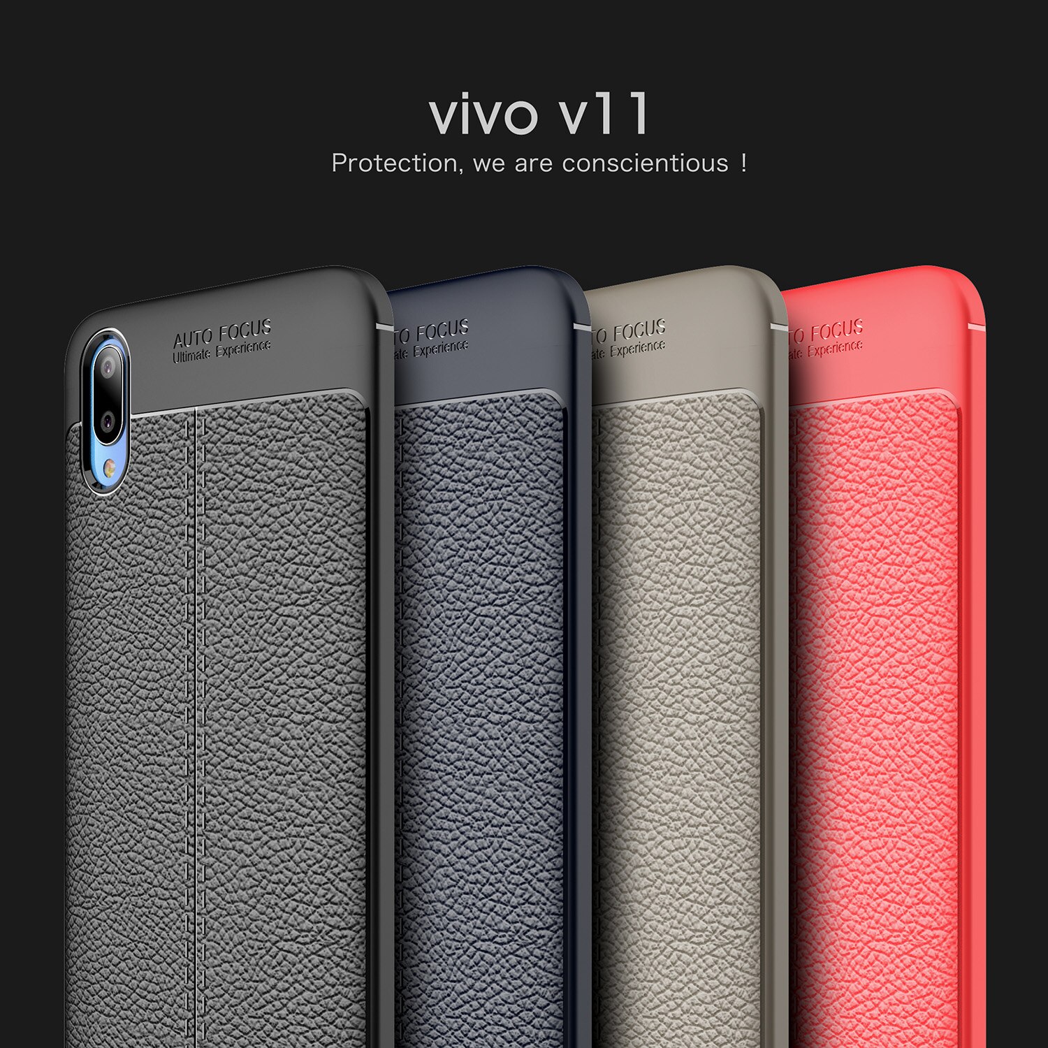 Case vivo V11 / V11 Pro #เคสหนังPU ผิว Litchi Skin ป้องกันลายนิ้วมือ TPU Soft Case