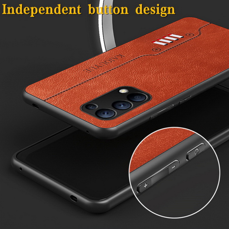 เคส OPPO Reno 5 Pro 5G #เคสฝาหลังเคลือบหนัง PU Leather Protective Sleeve Comprehensive Camera Protection