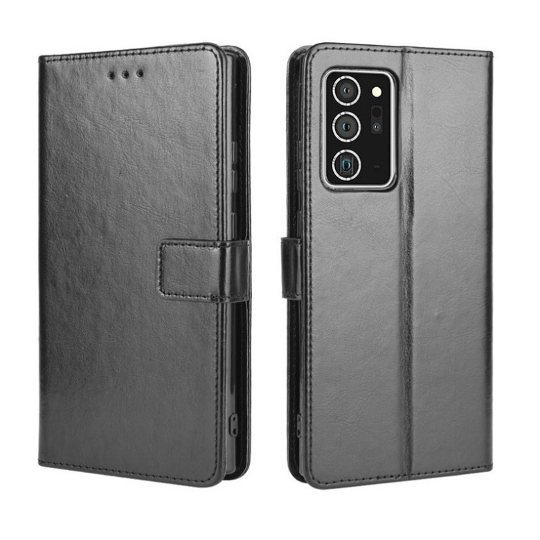 เคส Samsung Galaxy Note 20 Ultra / Note 20 Ultra 5G #เคสฝาพับหนัง PUผิวหนังม้า มีแถบปิดแม่เหล็กแบบกระเป๋าสตางค์ Crazy Horse Wallet Leather Protective Cover with Stand