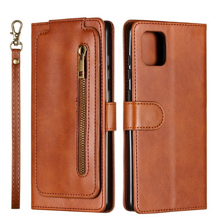 เคส Samsung Galaxy Note 10 Lite #เคสฝาพับแบบกระเป๋าสตางค์ช่องใส่บัตรหลายช่อง Multi-slot Wallet Zippered Leather พร้อมสายคล้อง