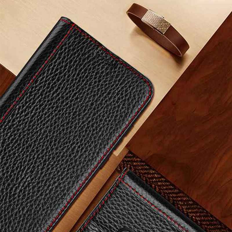 เคส Huawei P30 Pro#เคสแบบฝาพับมีช่องใส่บัตรคุณภาพดี Genuine Leather Cover Soft Natural Leather Case Automatic Adsorption