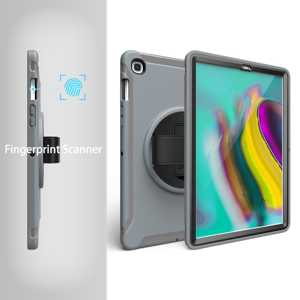 เคส Samsung Galaxy Tab S5e SM-T720 SM-T725 #เคสฝาหลังพลาสติกมีขาตั้งหมุนได้ 360° Swivel Kickstand PC + TPU Tablet Combo Shell with Hand Strap มีสายรัดมือ