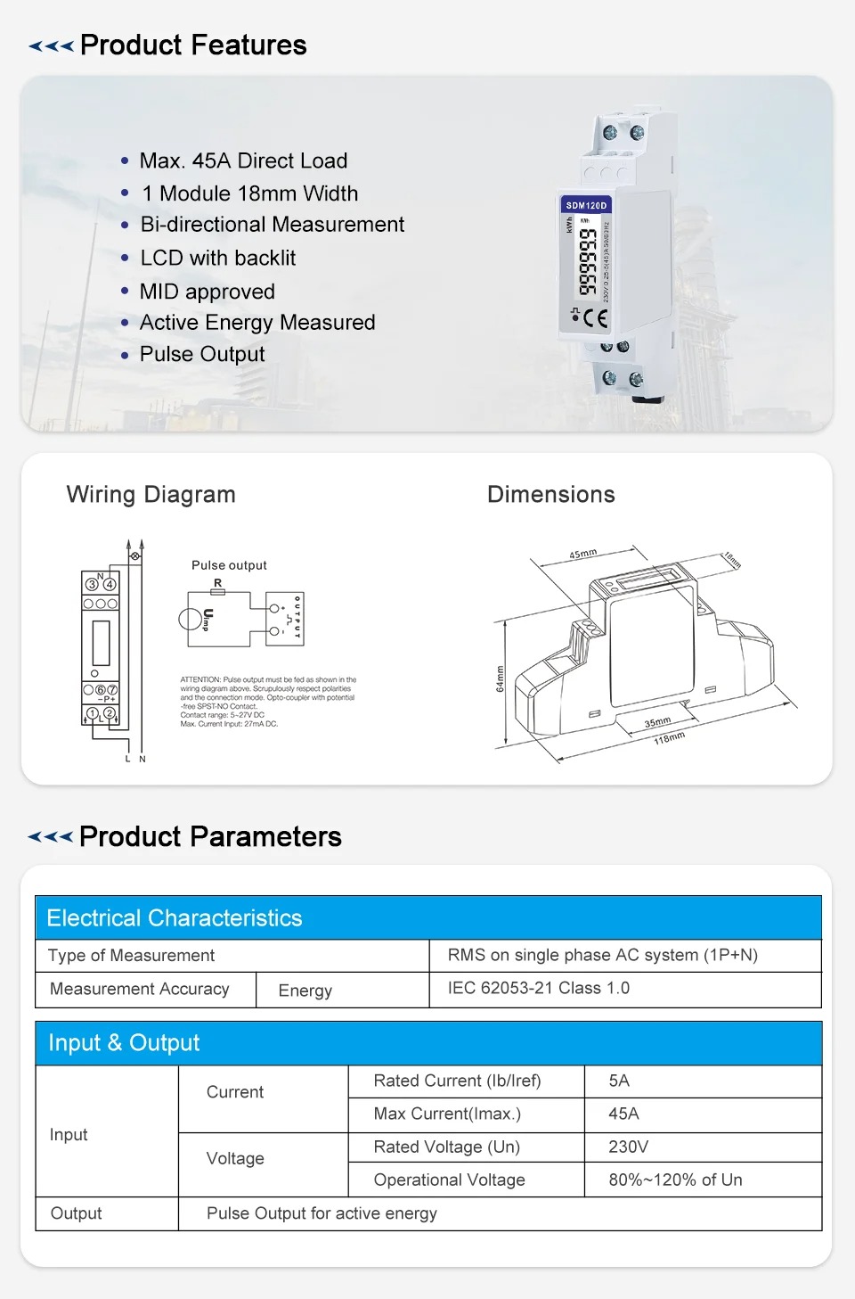 พาวเวอร์มิเตอร์ไฟฟ้า sdm120d