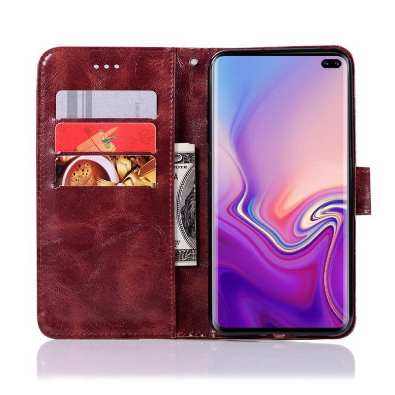 เคส Samsung Galaxy S10+ #เคสฝาพับพรีเมี่ยมแบบกระเป๋าสตางค์ หนัง PU Vintage