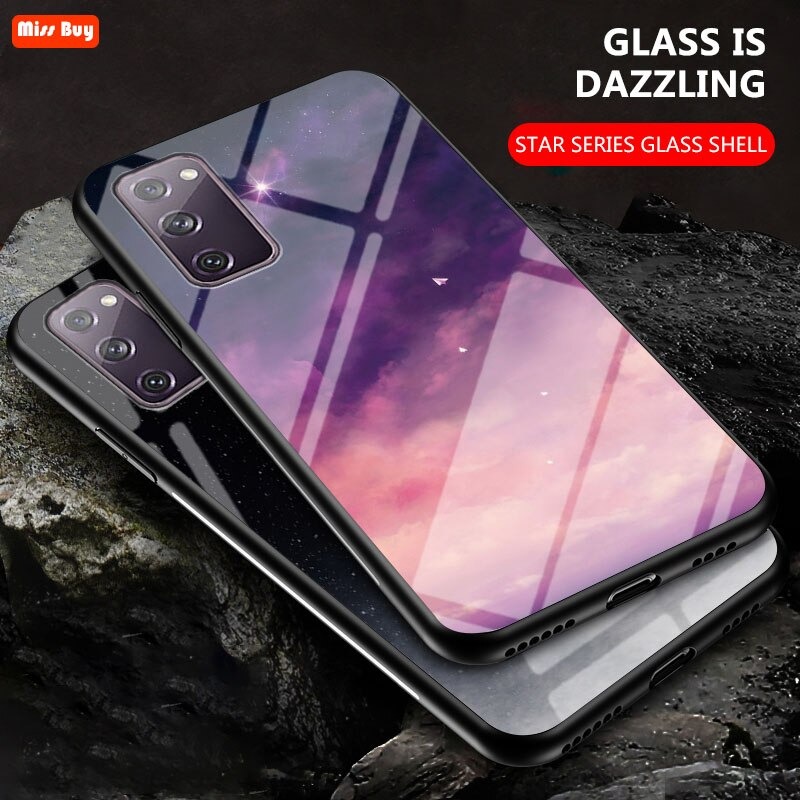 เคส Samsung Galaxy Note 20 / Note 20 5G #เคสฝาหลัง Gradient Color Glass + PC + TPU Hybrid Case