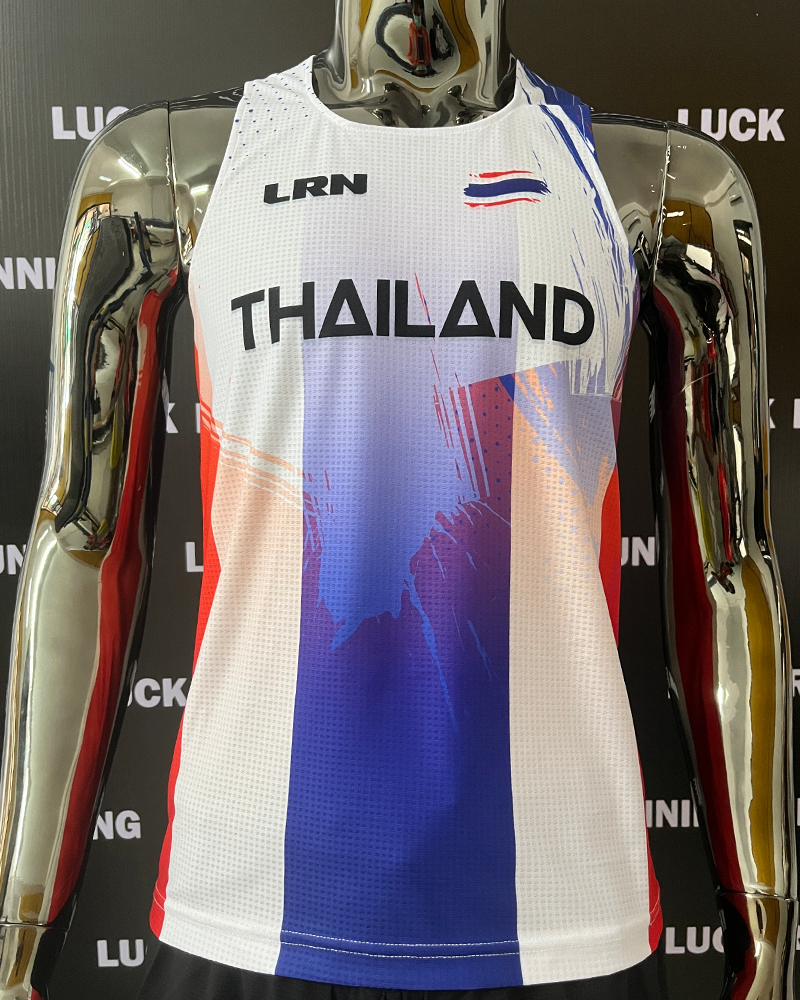 เสื้อวิ่งพิมพ์ลาย THAILAND X LRN เนื้อผ้า Micro square สำหรับวิ่งมาราธอน (MS28)