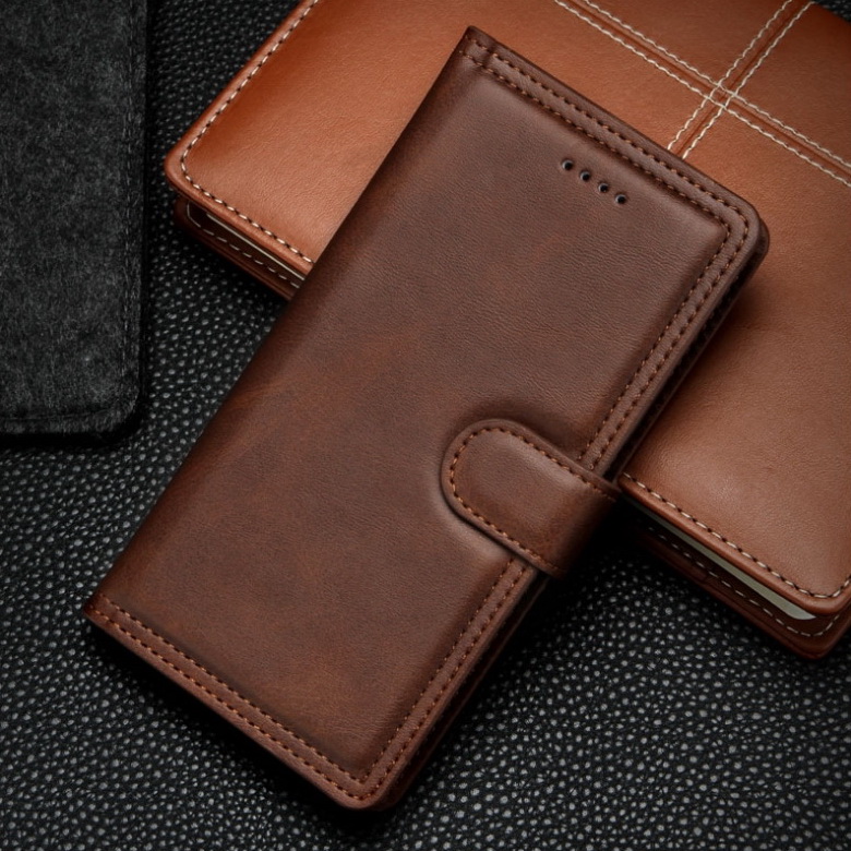 เคส Samsung Galaxy Note 10+ #เคสฝาพับหนัง PU มีช่องเสียบบัตรพับตั้งได้ Stand Magnetic Wallet Card Holder Retro Business Cover