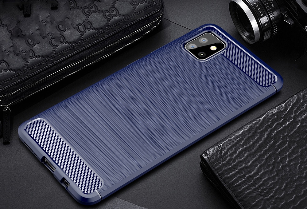 Case Samsung Galaxy Note 10 Lite #เคสฝาหลัง TPU นิ่มคาร์บอนไฟเบอร์ผิวแบบขัดแปรง