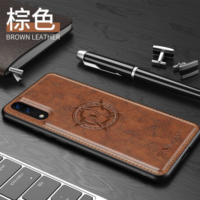 เคส Huawei P20 #เคสฝาหลัง TPU เคลือบหนัง PU Crazy Horse Leather Coated PC + TPU Hybrid