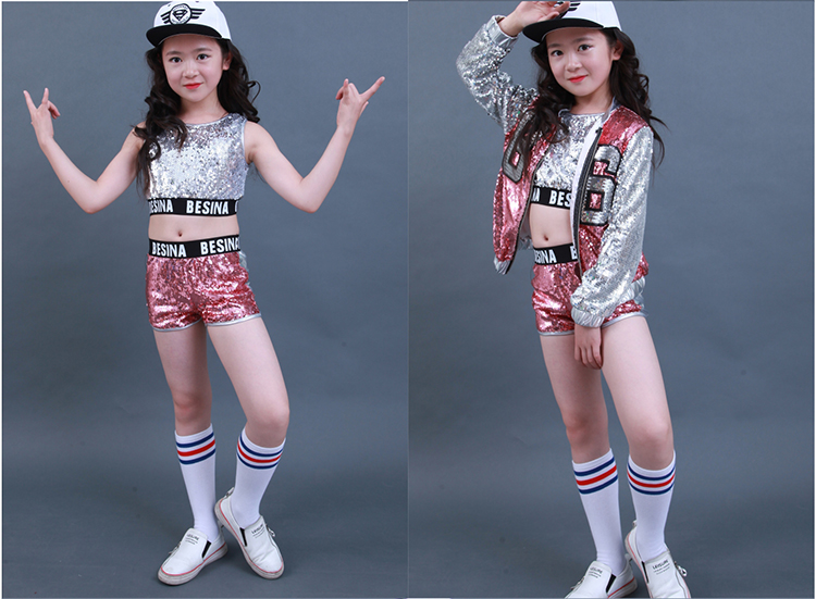 ชุดเต้นเด็กหญิง setแดนเซอร์ สีเงินชมพู