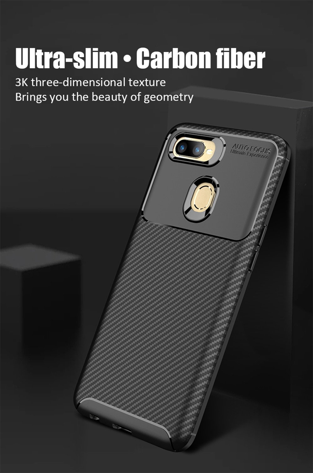 เคส OPPO A12#เคสฝาหลังนิ่ม Carbon Fiber Anti-drop TPU Protection