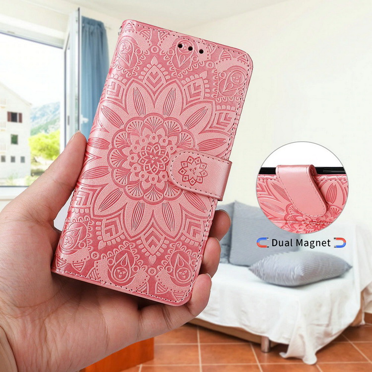 เคส Samsung Galaxy A32 4G#เคสฝาพับหนัง PU ผิวลายนูน Embossed Mandala Flower Leather Wallet