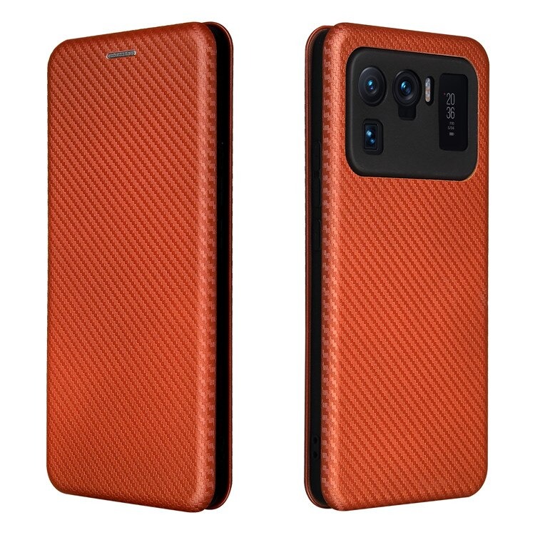 เคส Xiaomi Mi 11 Ultra #เคสฝาพับลายคาร์บอนไฟเบอร์มีช่องใส่การ์ด Carbon Fiber Wallet Card Slot Magnet Stand Phone Cover