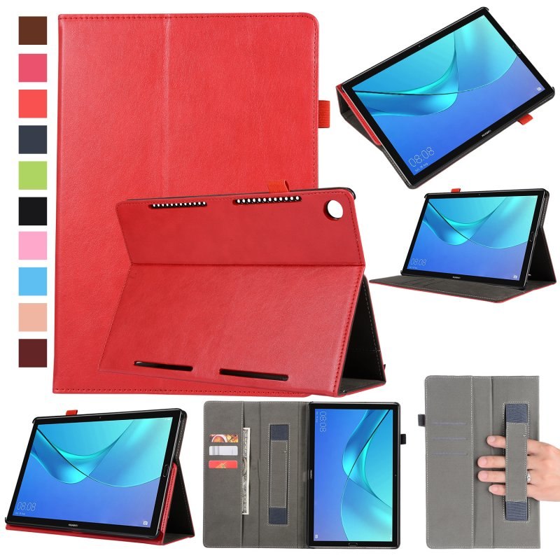 Case Huawei MediaPad M5 Pro 10.8 นิ้ว #เคสฝาพับหนัง PU มีที่สวมนิ้ว Wallet Stand Leather Cover Shell with Elastic Band