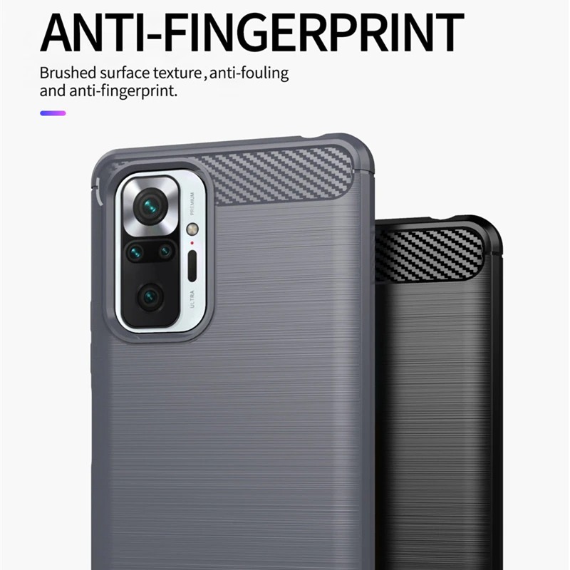 เคส Redmi Note 10S #เคสฝาหลังตกแต่งคาร์บอนไฟเบอร์ ผิวขัดแปรง Brushered TPU Back Case