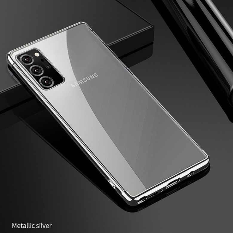 Case Samsung Galaxy Note 20 / Note 20 5G #เคสฝาหลังใสขอบเงา Luxury Soft Silicone Transparent Plating Cover
