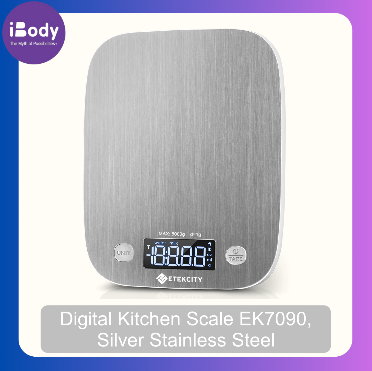 (Etekcity) Digital Kitchen Scale EK7090, Silver Stainless Steel เครื่องชั่งดิจิตอล ชั่งน้ำหนักอาหาร สำหรับทำอาหาร
