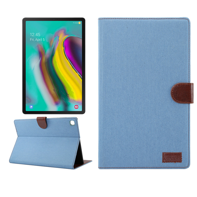 Case Samsung Galaxy Tab S5e SM-T720 / T725 #เคสฝาพับหนัง PU ผิวยีนส์พับตั้งได้ Jeans Cloth Leather Wallet