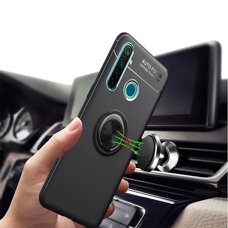 Case Realme 5 Pro #เคสฝาหลัง TPU Finger Ring Kickstand (แผ่นโลหะแบบ Built-in)