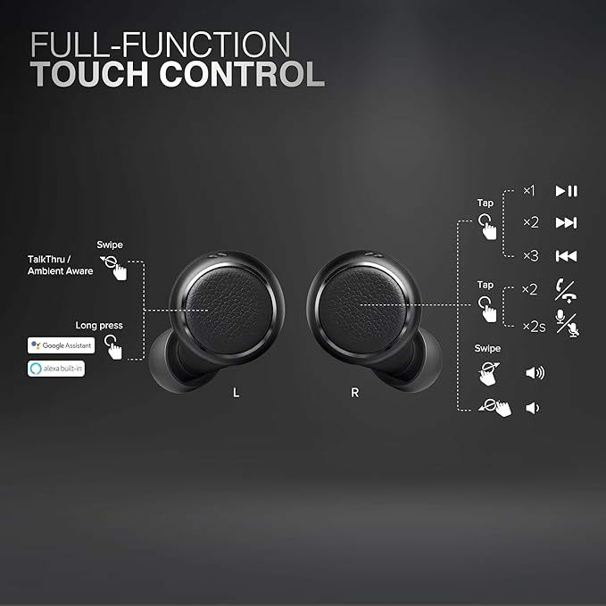 Harman Kardon® Fly Tws Ture Wireless Headphone, Black หูฟังไร้สาย แบบ In-Ear