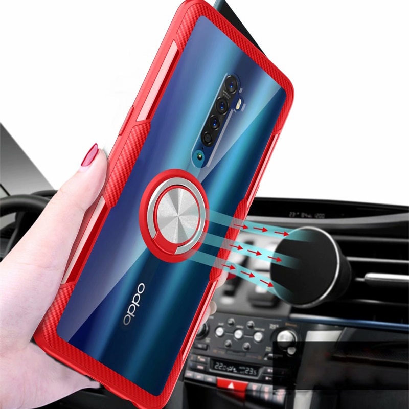 เคส Oppo Reno 2F #เคสฝาหลังใสมีแหวนสวมนิ้ว Finger Ring Kickstand Acrylic + TPU