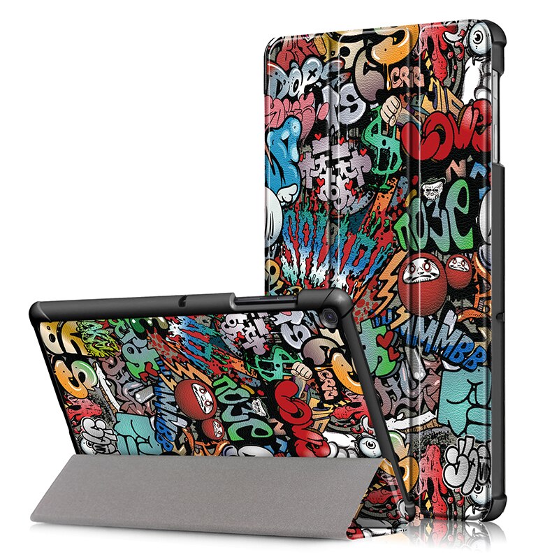 เคส Samsung Galaxy Tab S5e SM-T720 / SM-T725 #เคสฝาพับแบบ 3 พับพิมพ์ลาย Pattern Printing Tri-fold Stand PU Leather Smart Case