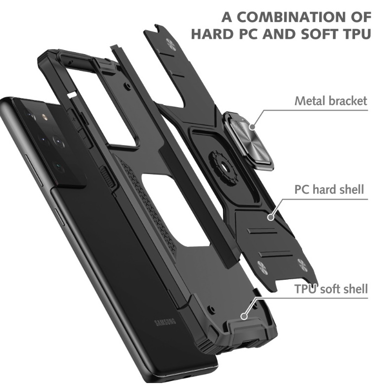 เคส Samsung Galaxy S21 Ultra 5G #เคสฝาหลัง Hybrid TPU+PC มีแหวนสวมนิ้ว