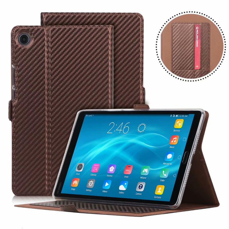 Case Huawei MediaPad M5 (8.4 นิ้ว) #เคสฝาพับลาย Carbon Fiber Texture Magnetic Leather Shell มีช่องใส่การ์ด
