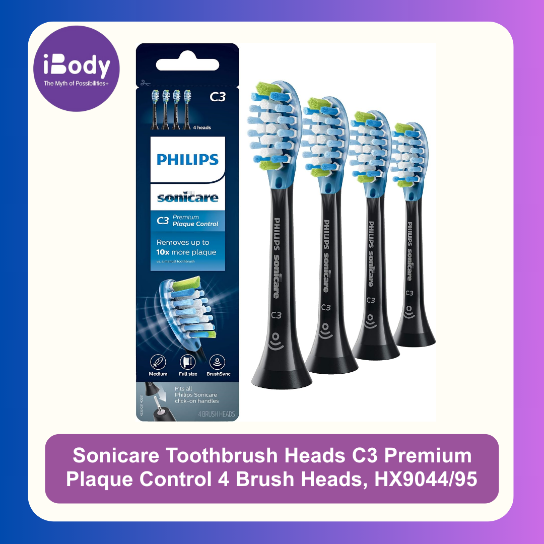 Philips® Sonicare Toothbrush Heads C3 Premium Plaque Control 4 Brush Heads, HX9044/95 ฟิลิปส์ หัวแปรงสีฟันไฟฟ้า 4 รีฟิว