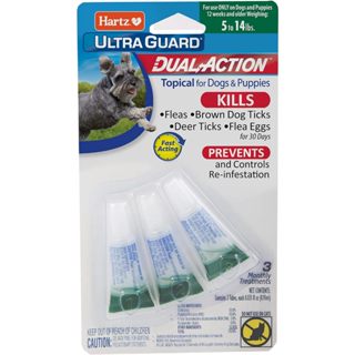 Hartz® UltraGuard Dual Action Flea & Tick Topical for Small Dogs 3 Tubes กำจัดเห็บหมัด สำหรับสุนัข