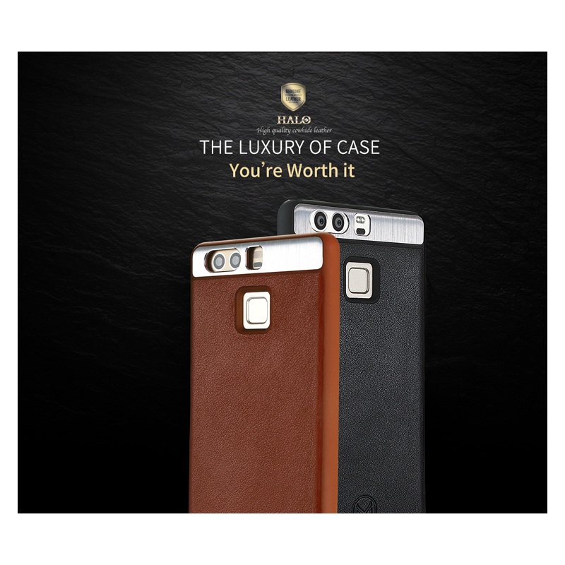 Case Huawei P9 #เคสฝาหลัง KLD Halo Series TPU เคสหนังวัวแท้