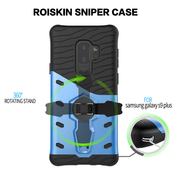 เคส Samsung Galaxy S9+ G965 TPU นุ่ม + พลาสติก #เคสฝาหลังมีขาตั้งในตัวหมุนได้ 360 องศา