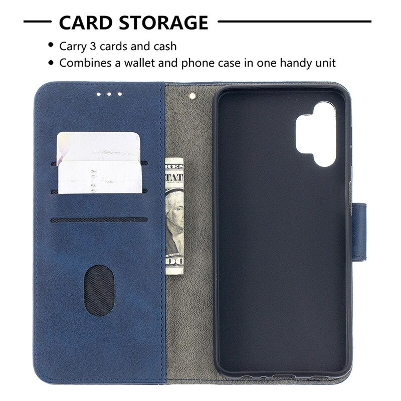 เคส Samsung Galaxy A32 5G #เคสฝาพับหนัง PU ลายนูนมีช่องเสียบบัตร Luxury Crocodile Texture Wallet Emboss Leather Stand Phone Case