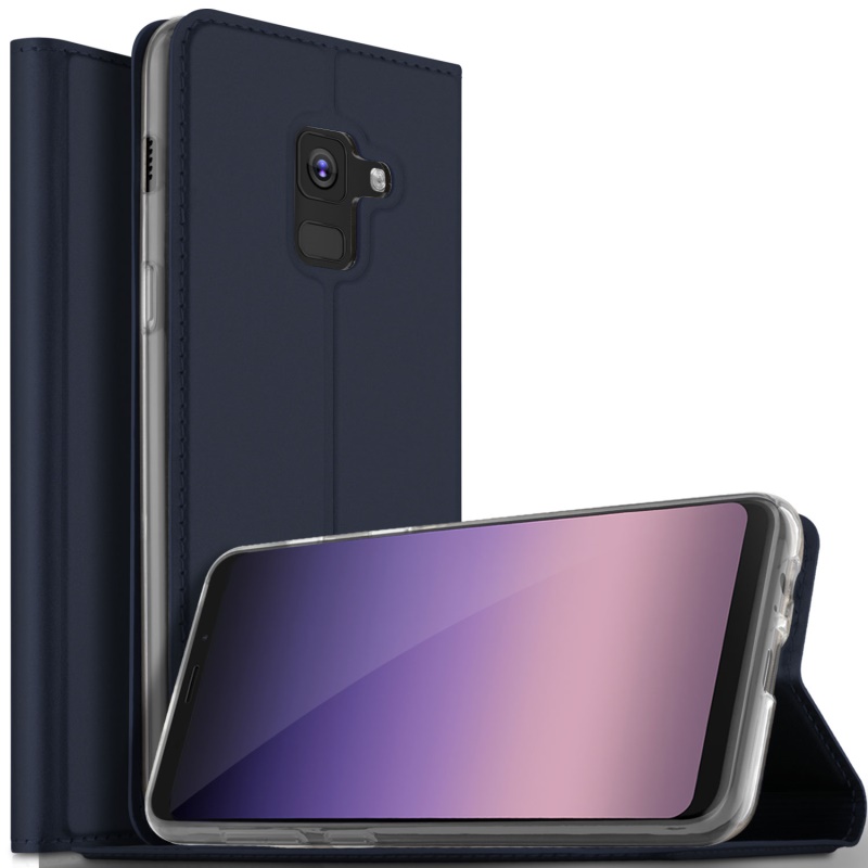 เคส Samsung Galaxy A8 Plus (2018) #เคสฝาพับ Flip Smart Leather Stand Case มีที่ใส่การ์ดสวยงามทันสมัย