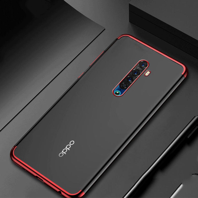 Case Oppo Reno 2 #เคสฝาหลังใสขอบเงา Luxury Soft Silicone Transparent Plating Cover