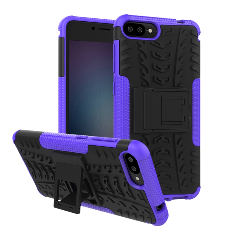 เคส Zenfone 4 Max ZC520KL #เคสฝาหลังไฮบริดรูปแบบยางรถยนต์ Kickstand TPU + PC 2 in 1 สีสวยงามทันสมัย