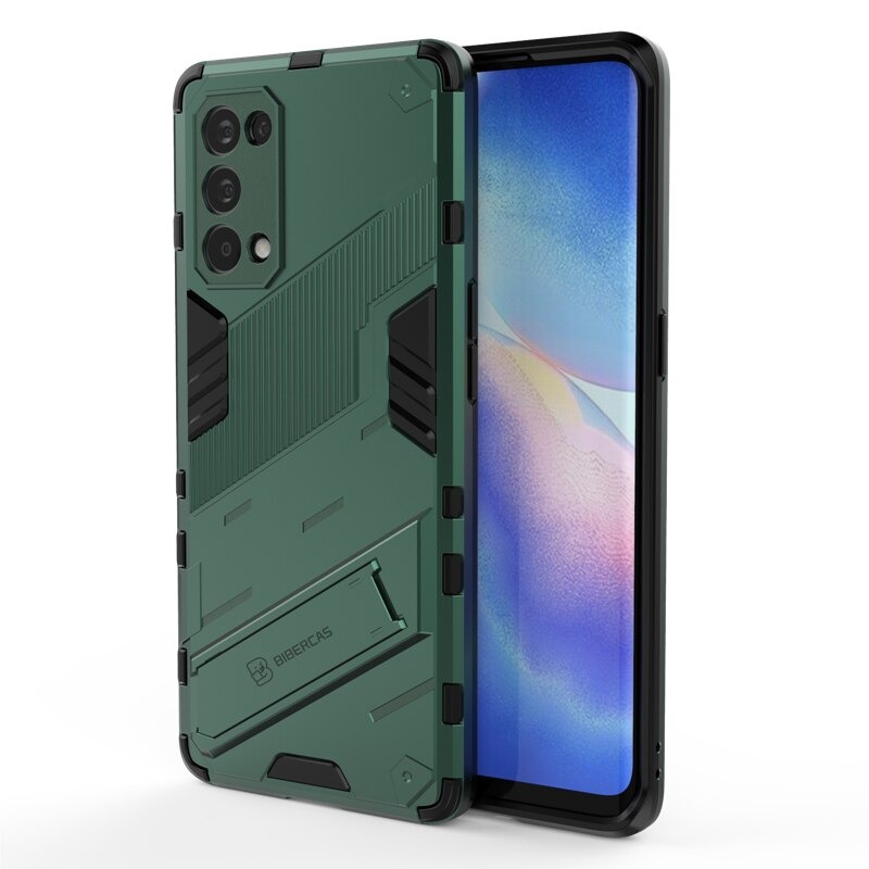 เคส OPPO Reno 5 Pro 5G #เคสฝาหลังพลาสติก ไฮบริด TPU + Kickstand
