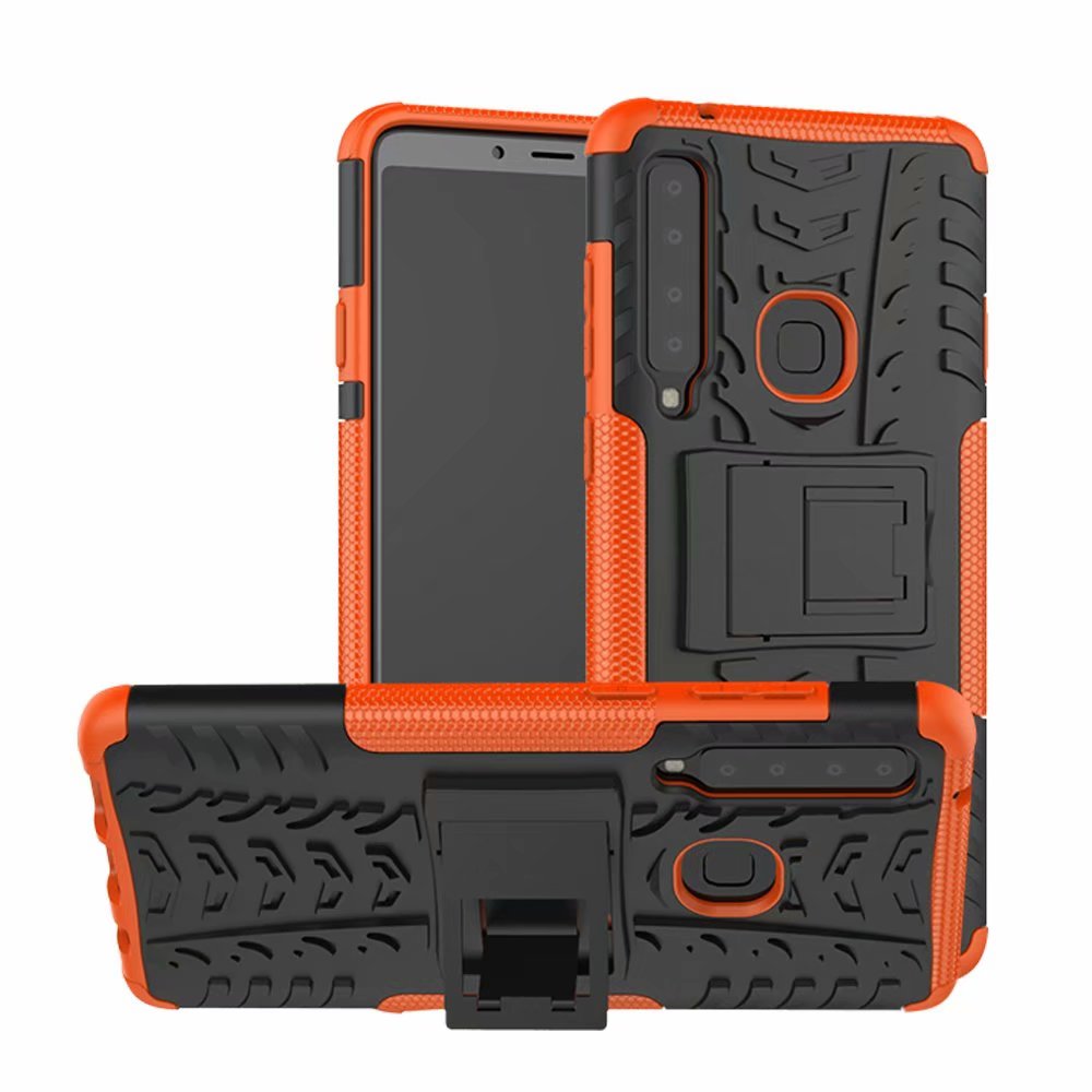 เคส Samsung Galaxy A9 (2018) #เคสฝาหลังกันลื่น Cool Tyre Pattern Kickstand (PC + TPU)