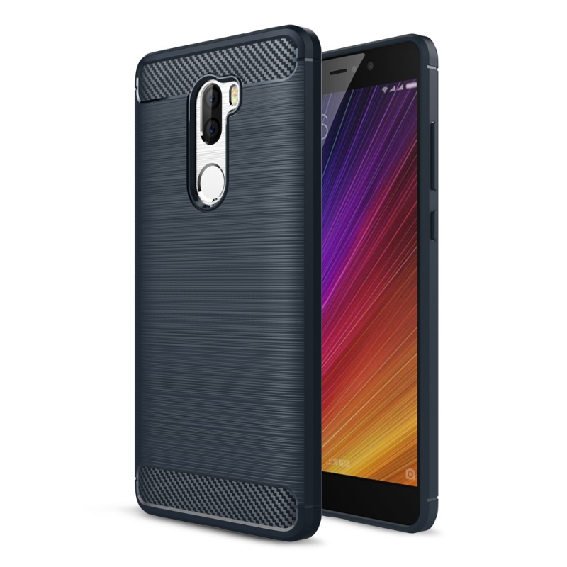 เคส Xiaomi Mi 5s Plus #เคสฝาหลังคาร์บอนไฟเบอร์ TPU นิ่มผิวแปรง - สีน้ำเงินเข้ม /สินค้าพร้อมส่ง