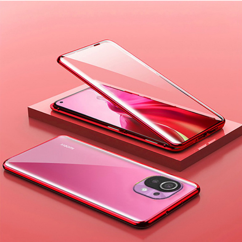 เคส Xiaomi Mi 11 #เคสฝาครอบกระจกขอบโลหะดูดซับแม่เหล็กหน้าหลัง Fully Protection Magnetic Adsorption Glass Metal Phone Protective