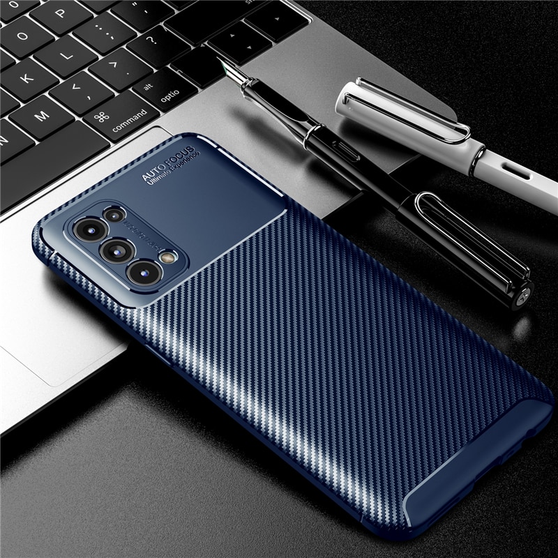 เคส OPPO Reno 5 Pro 5G #เคสฝาหลังนิ่ม Carbon Fiber Anti-drop TPU Protection