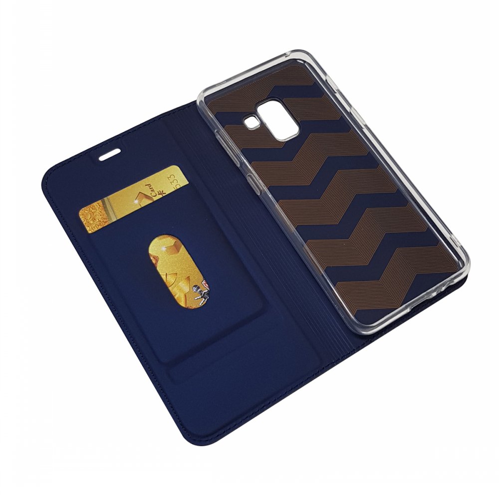 Case Samsung Galaxy A8 (2018) #เคสฝาพับหนัง PU Magnetic Adsorption Stand Leather Card Holder