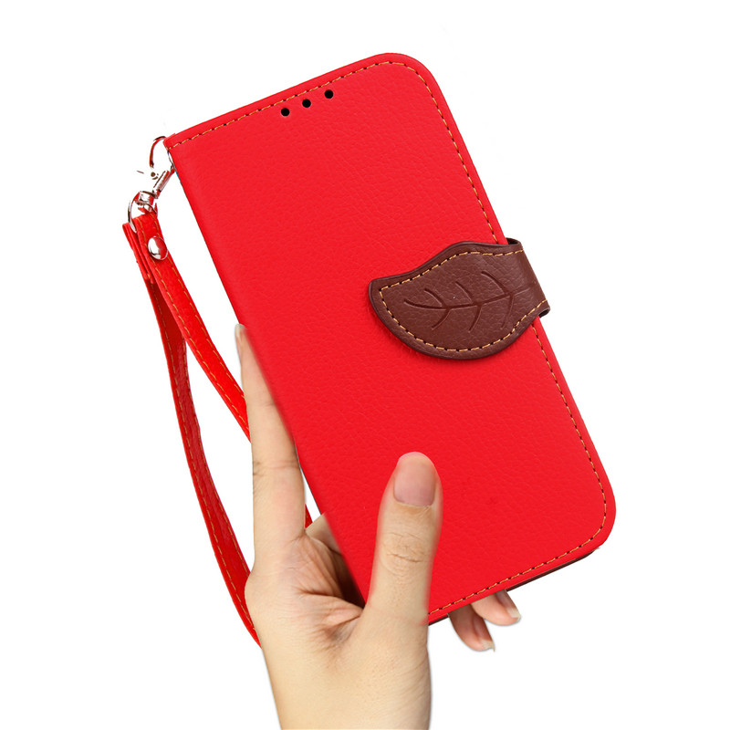 เคส Samsung Galaxy A8 + (2018) #เคสฝาพับแบบกระเป๋าสตางค์ปิดแม่เหล็ก Leaf Shape Magnetic Flap Leather Wallet Case