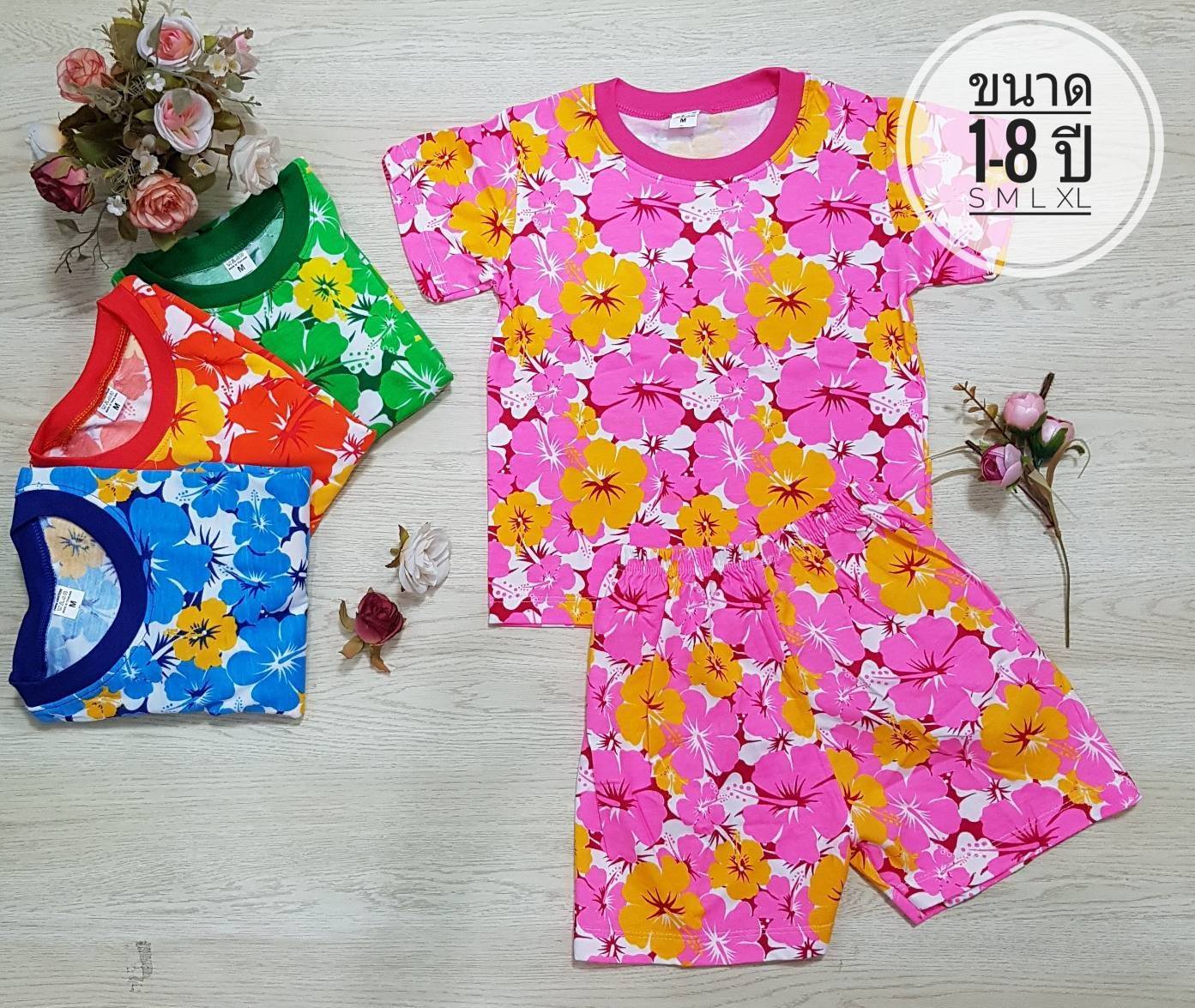 ชุด set เสื้อกับกางเกงลายดอก