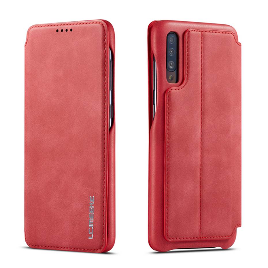 Case Samsung Galaxy A50 / A50s / A30s #เคสฝาพับหนัง PU มีช่องใส่บัตร LC.IMEEKE Retro Style Leather Card Holder
