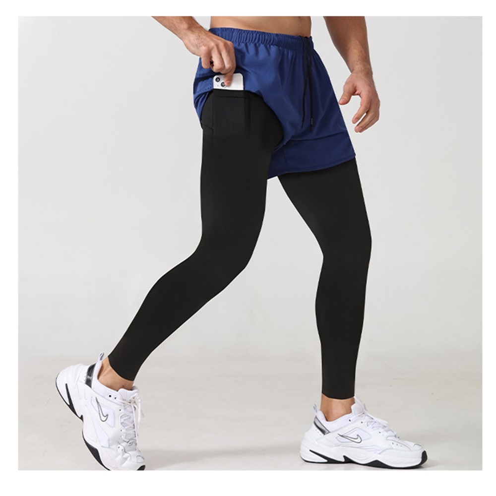 กางเกงออกกำลังกาย 2-in-1 ซัปในขายาว ฟิตเนส วิ่งมาราธอน Men Running (F38)